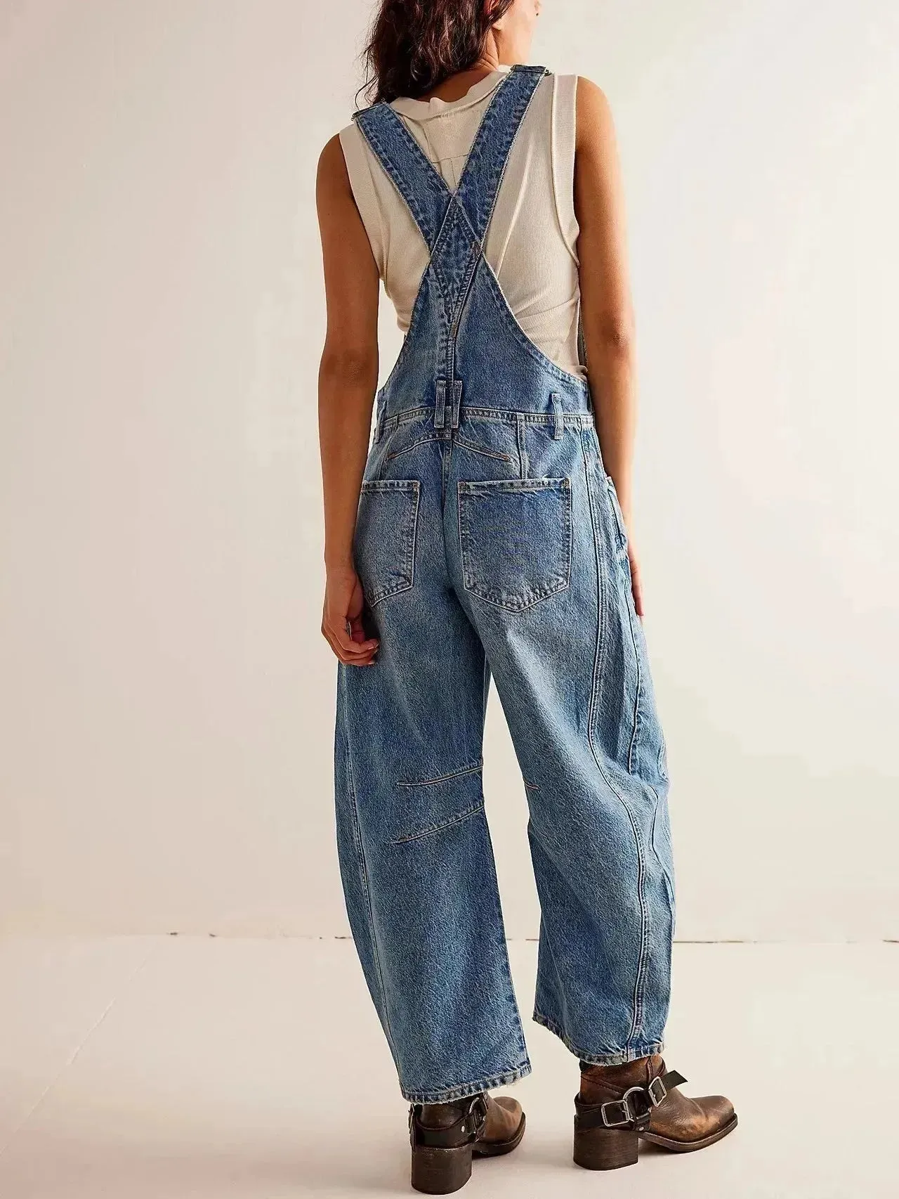 Casual  Loose Denim Overalls Street Jeans Jumper Pant Denim Jumper for Women