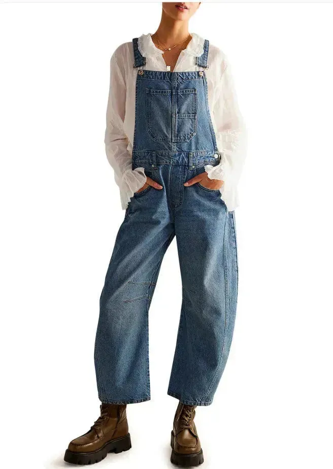 Casual  Loose Denim Overalls Street Jeans Jumper Pant Denim Jumper for Women