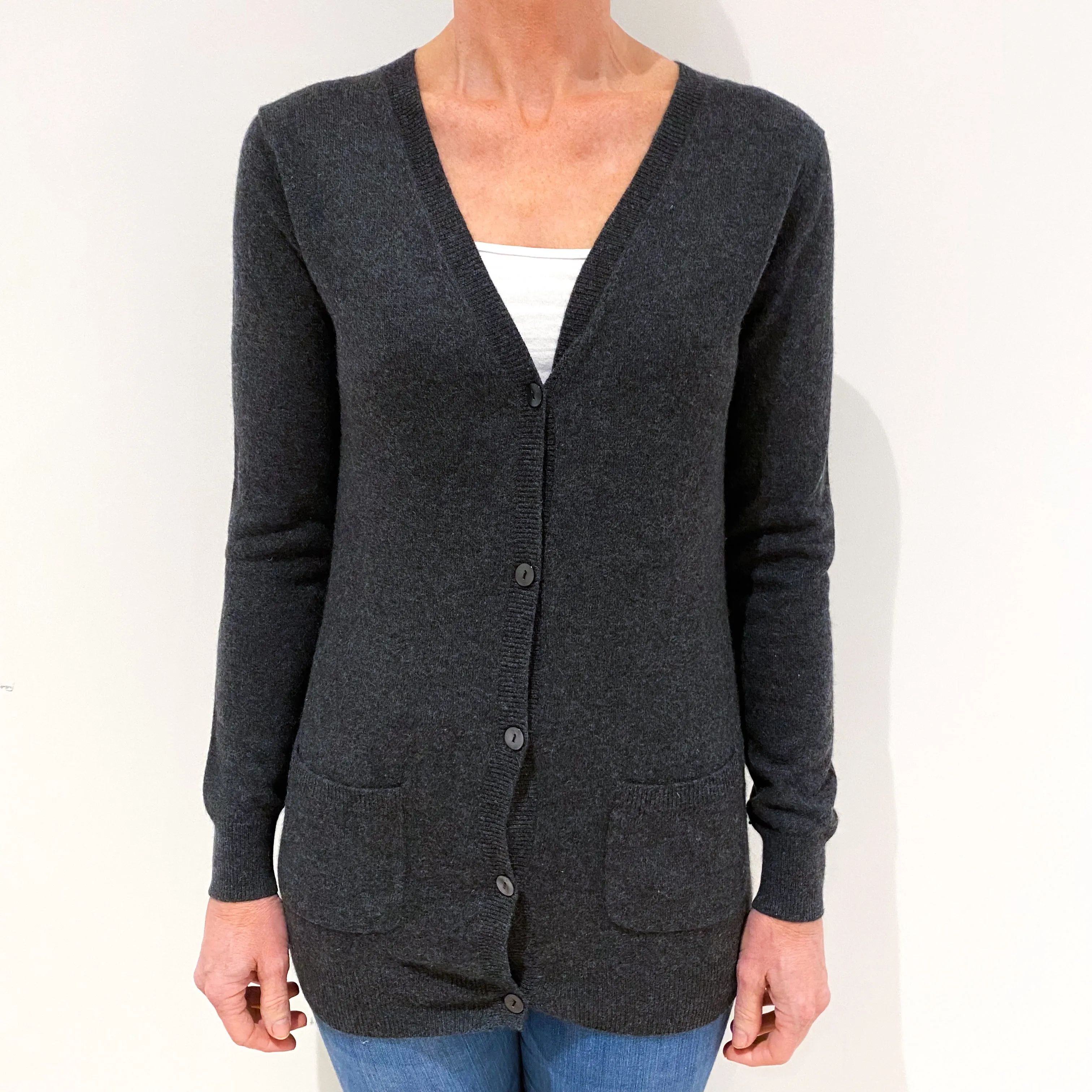 Charcoal Grey Cashmere Cardigan Small