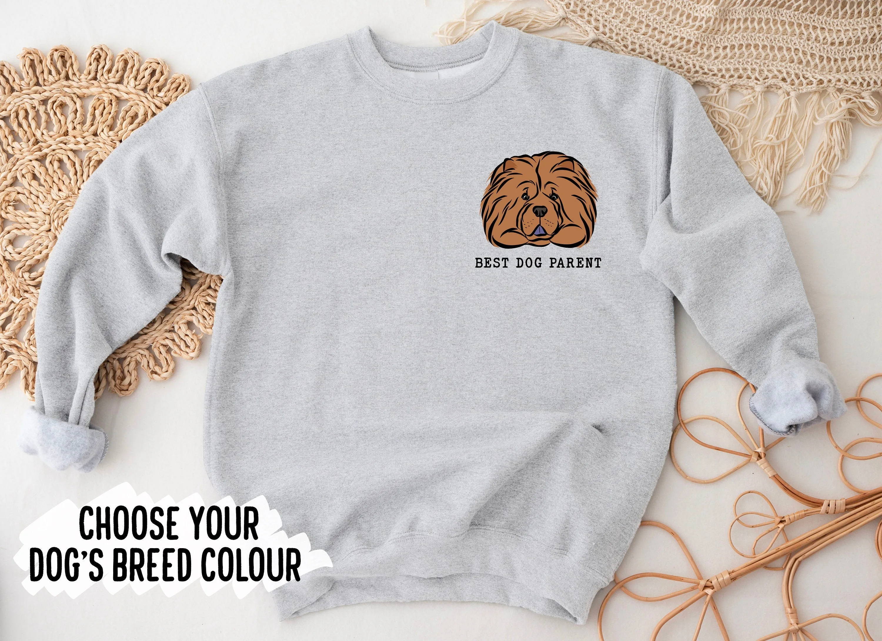 Chow Chow Owner Sweatshirt/ Personalised Dog Breed Portrait Sweatshirt/ Cute Chow Chow Lover Clothing Gift/ Dog Face Crewneck Jumper Present