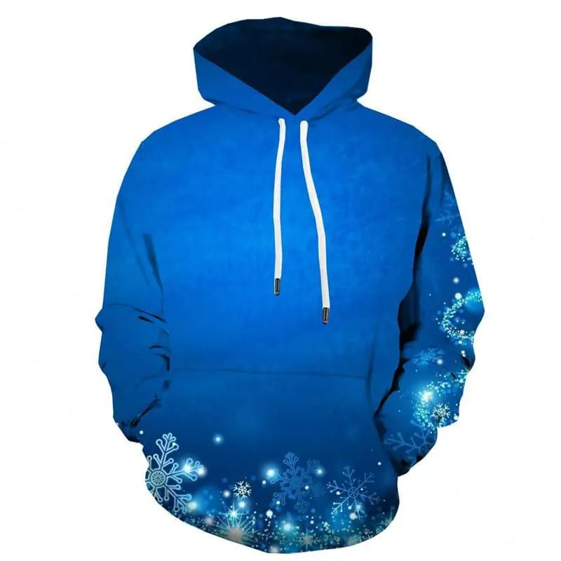 Christmas Hoodie Men Snowflake Hoodie Print Blue 3d Printed Harajuku Sweatshirt Printed