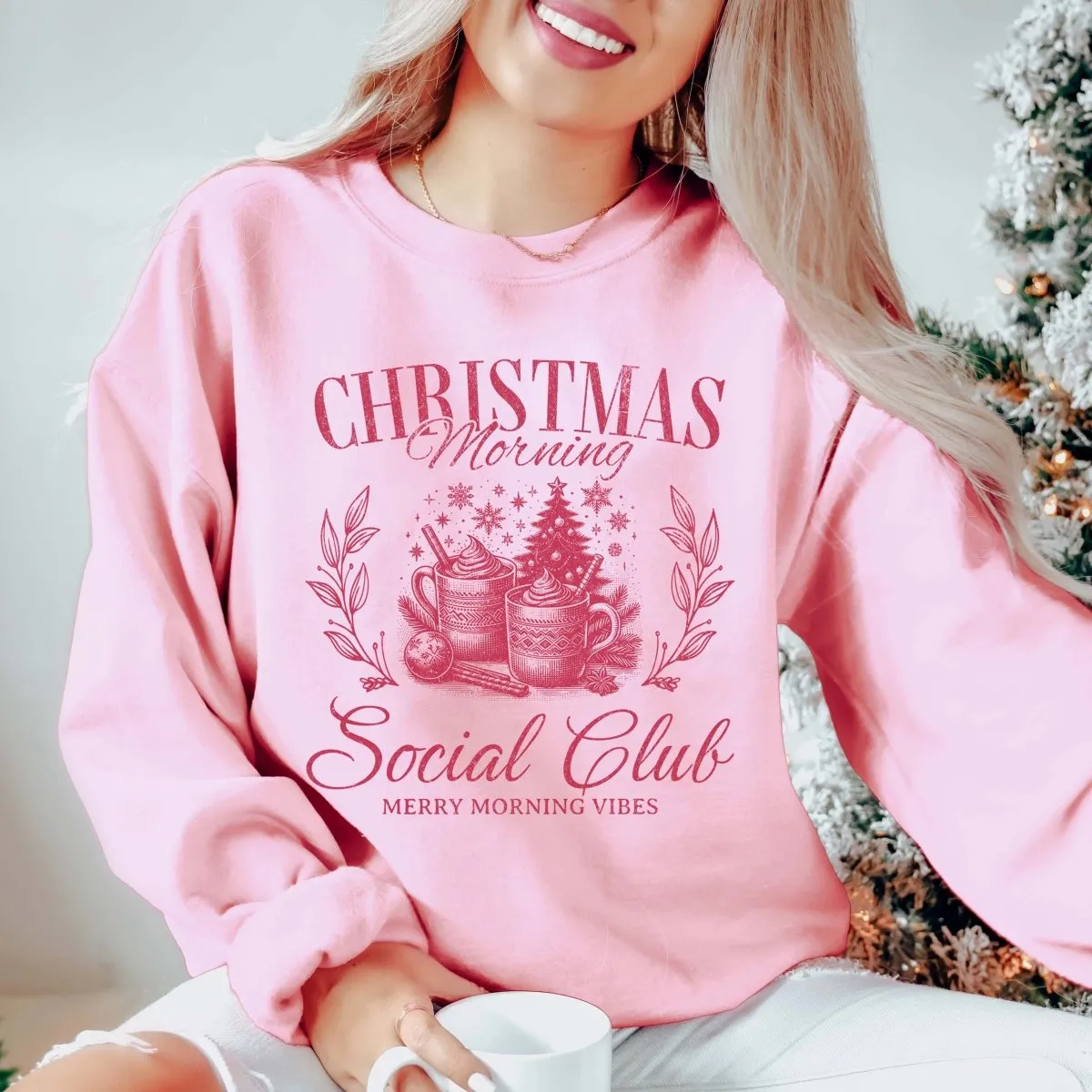 Christmas Morning Social Club Wholesale Graphic Sweatshirt - Fast Shipping