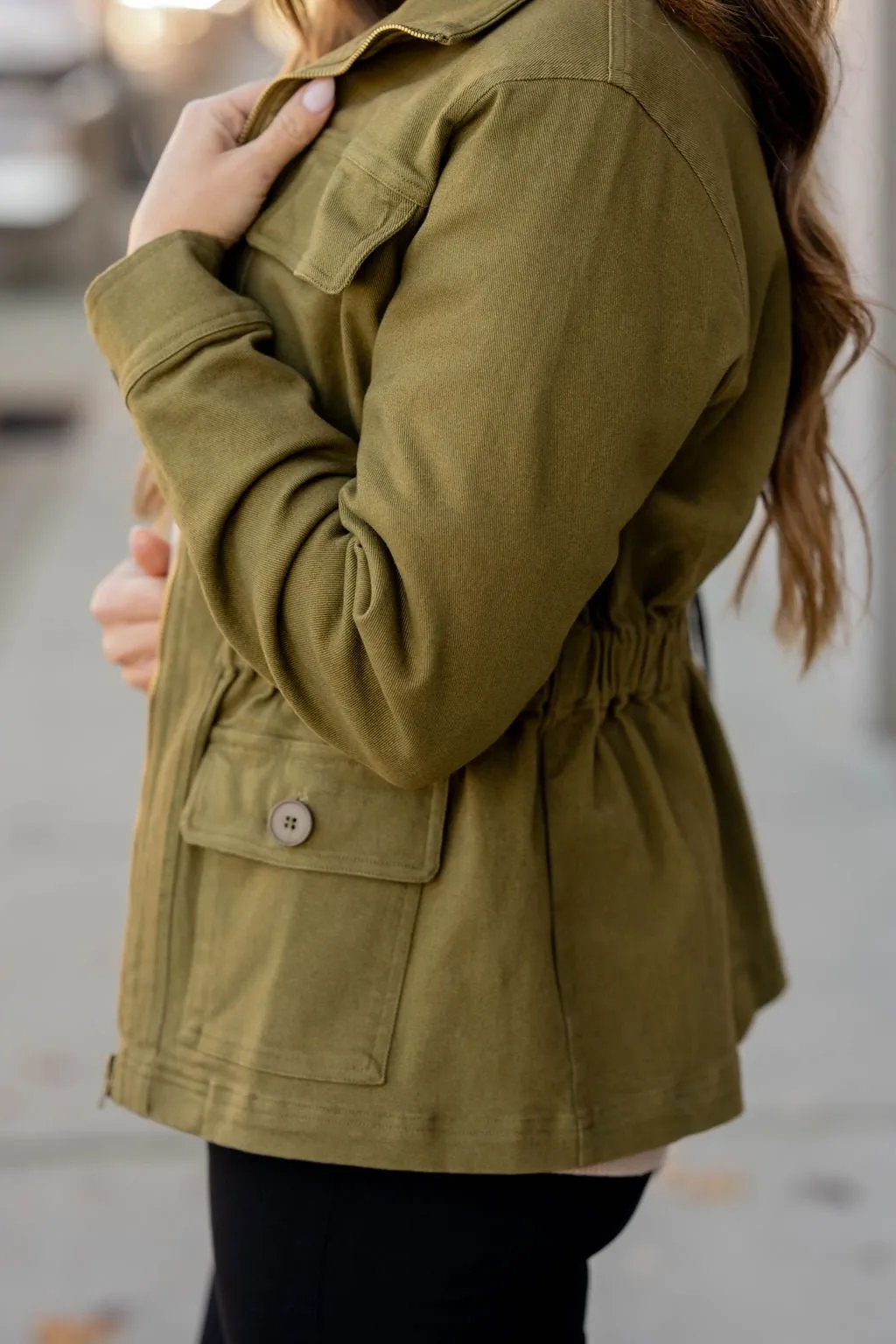 Cinched Waist Utility Jacket