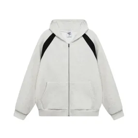 Classic Noir Contrast Zip Up Hoodie