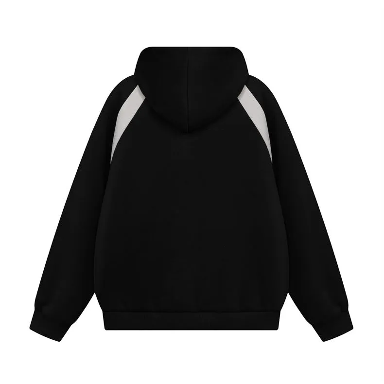 Classic Noir Contrast Zip Up Hoodie