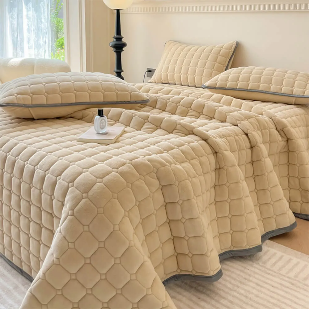 Classic Plush Soft Velvet Quilted Protector Bedspread