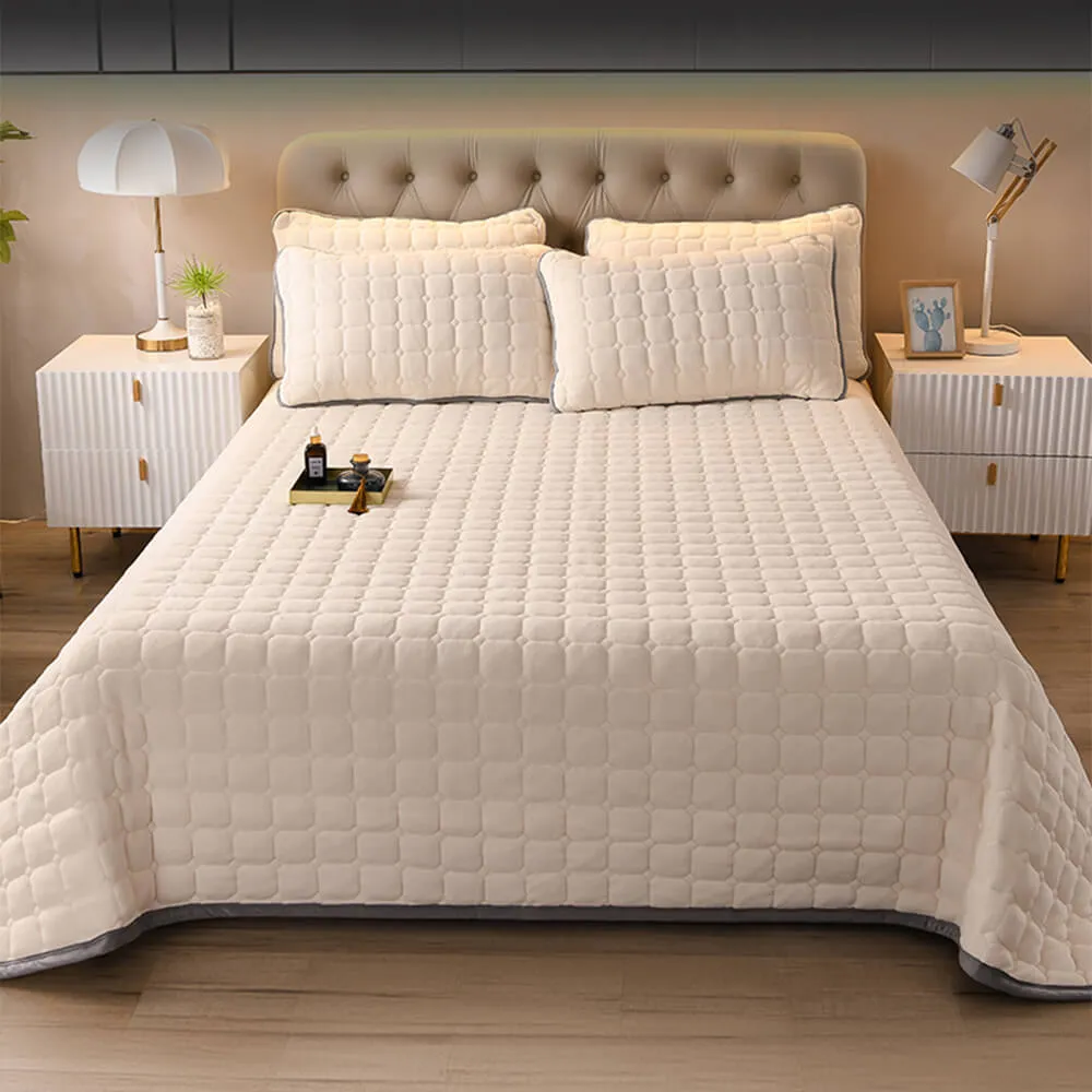 Classic Plush Soft Velvet Quilted Protector Bedspread