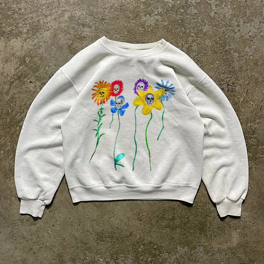 Colored Skull Art Crew Neck Hoodie