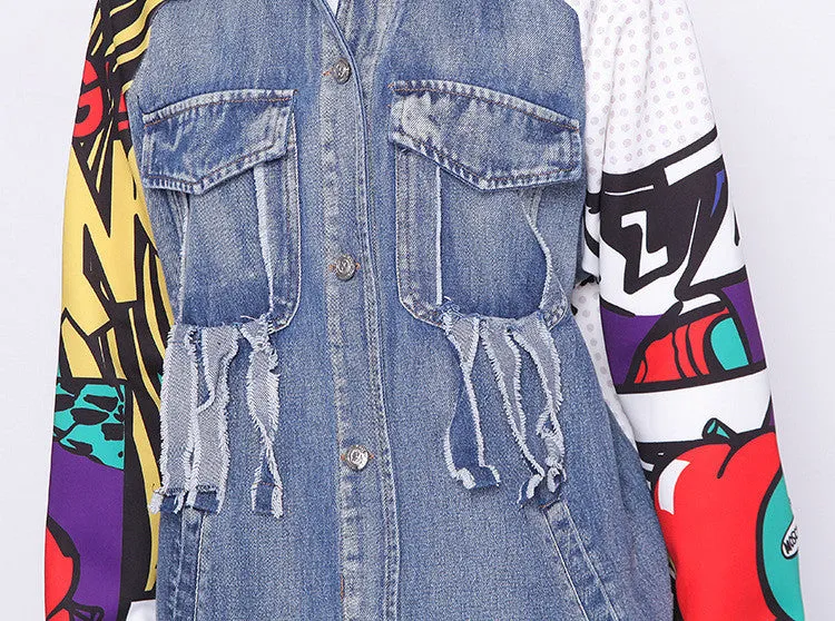 Comic Denim distressed long jacket