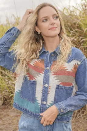 Contrast denim western jacket