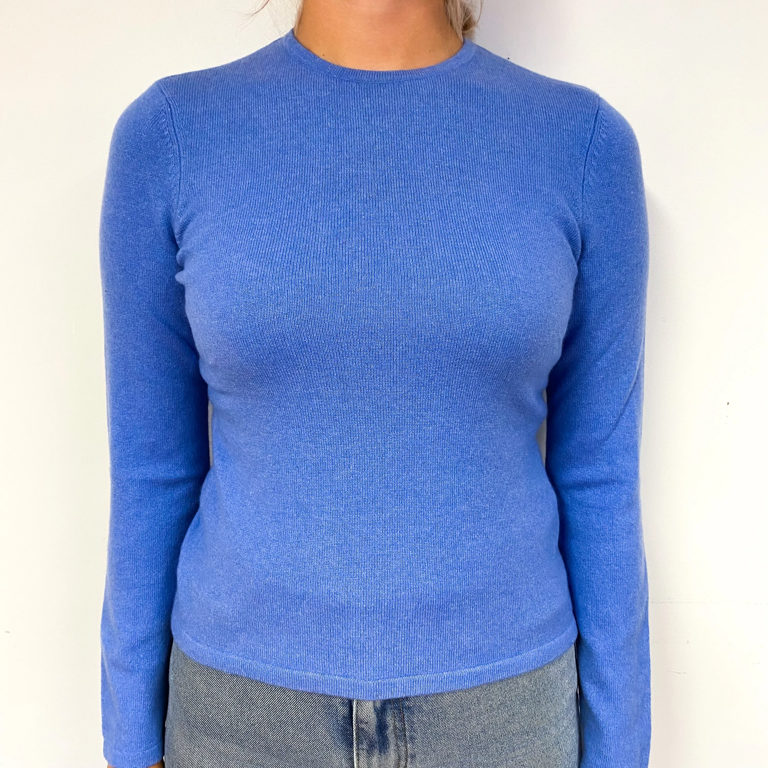 Cornflower Blue Cashmere Crew Neck Jumper Small