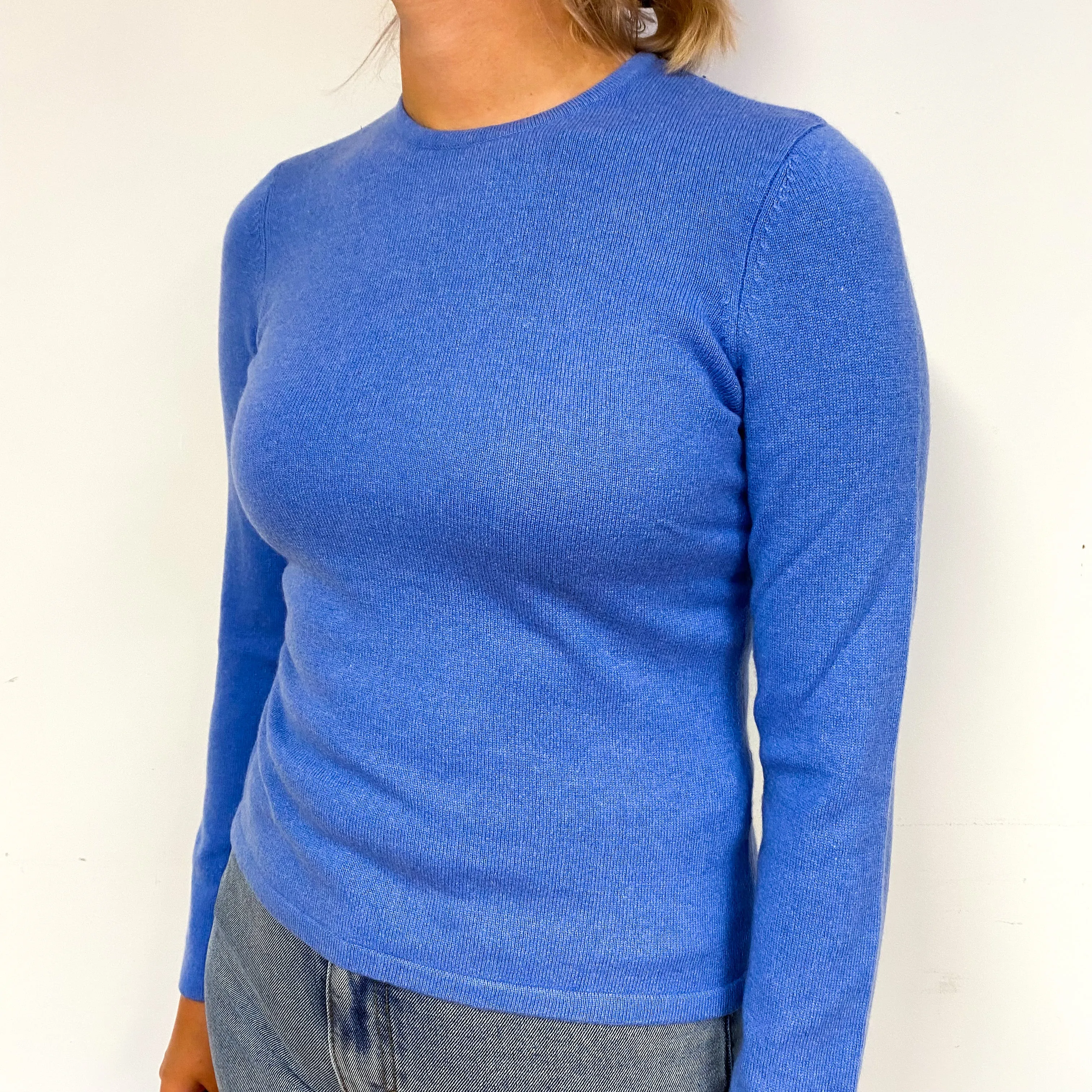 Cornflower Blue Cashmere Crew Neck Jumper Small