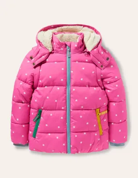 Cosy 2 in 1 Padded Jacket-Tickled Pink Confetti Star