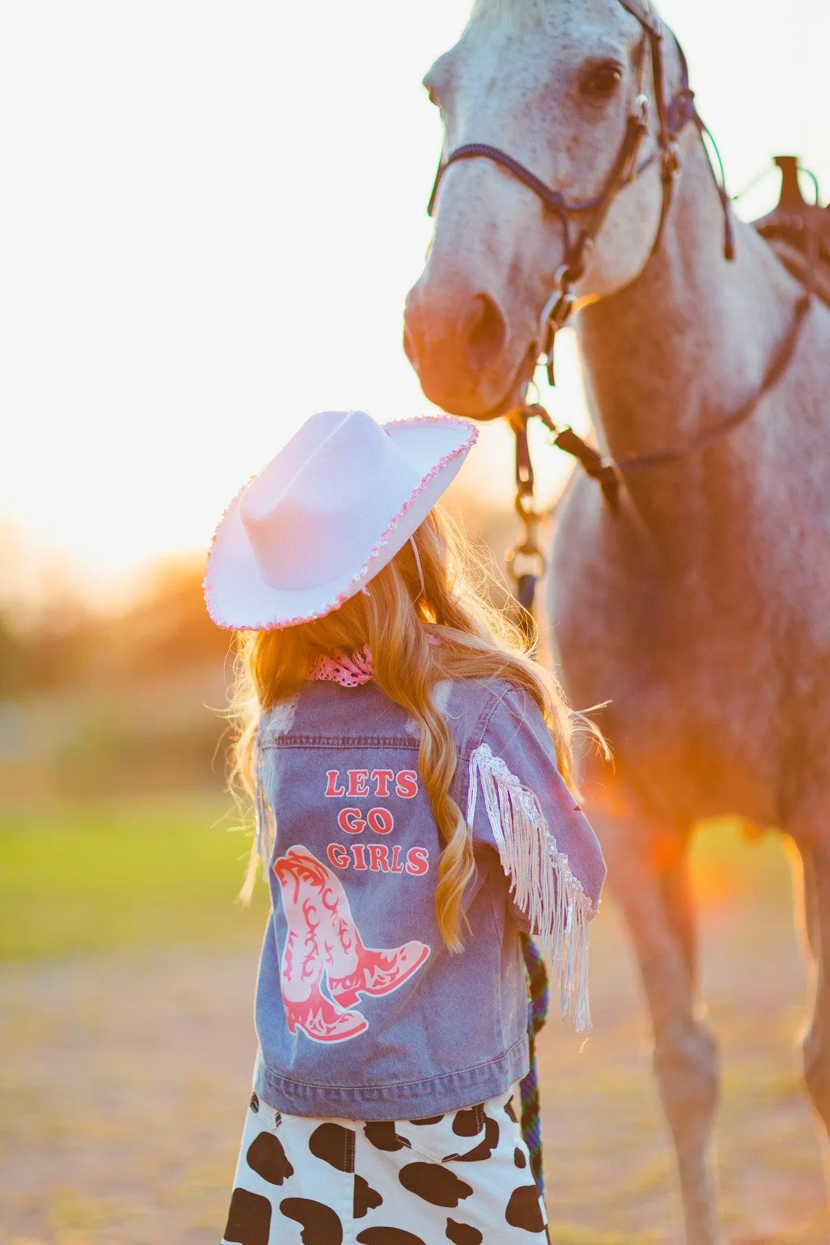 Cowgirl "Lets Go Girls" Silver Fringe Denim Jacket