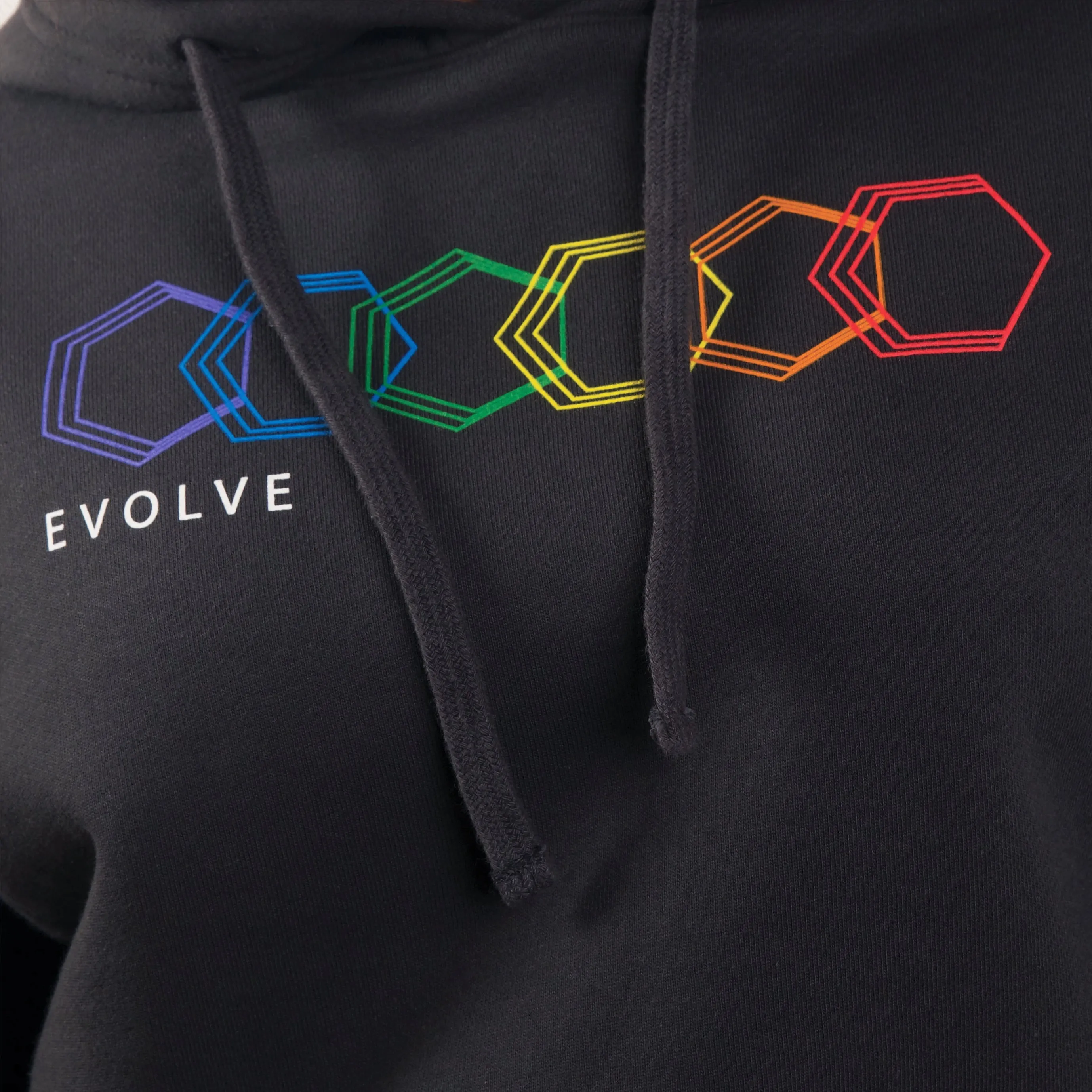 Cropped Hoodie - Geo Rainbow - Washed Black