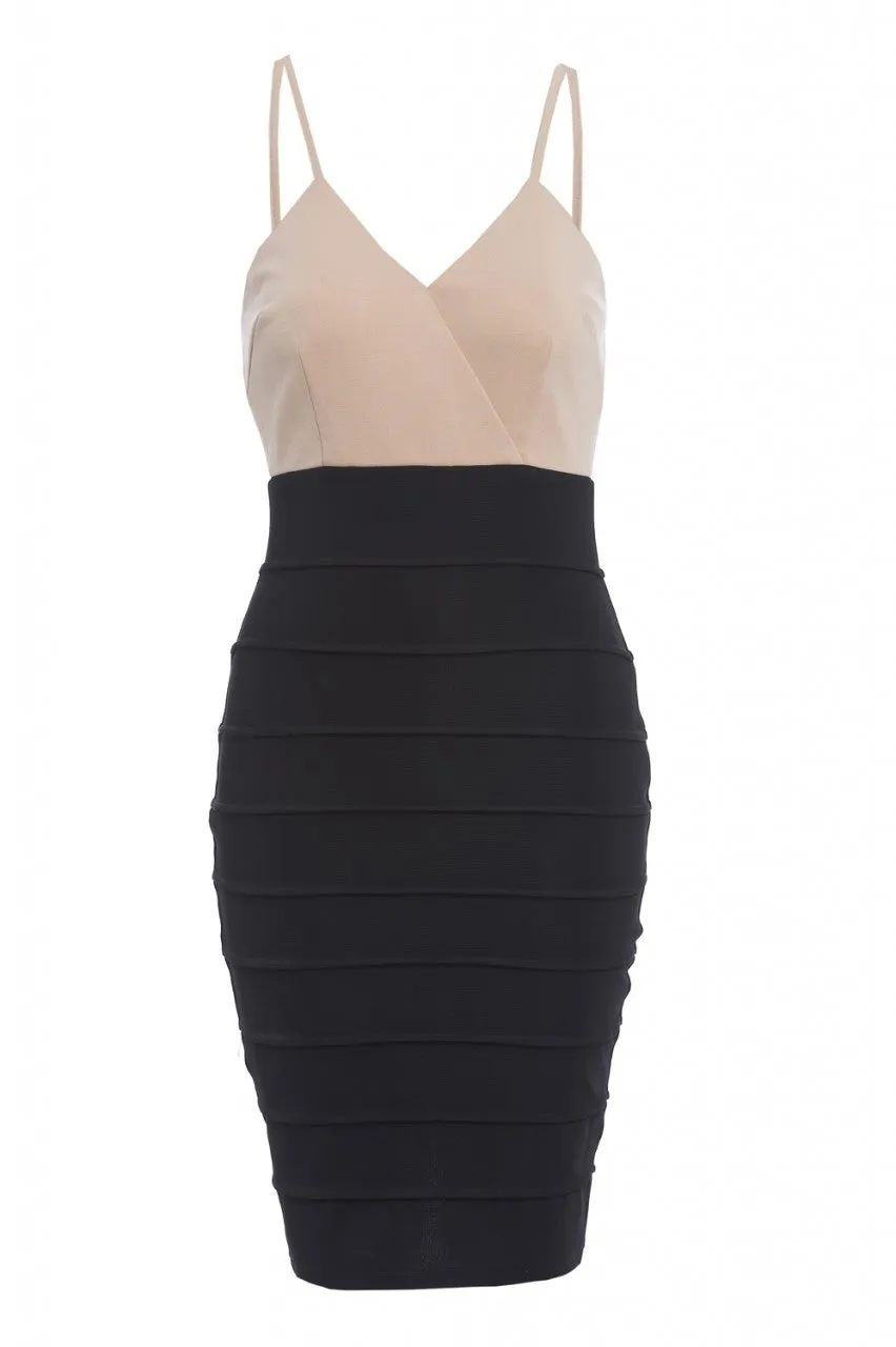 Cross Front Contrast Bodycon