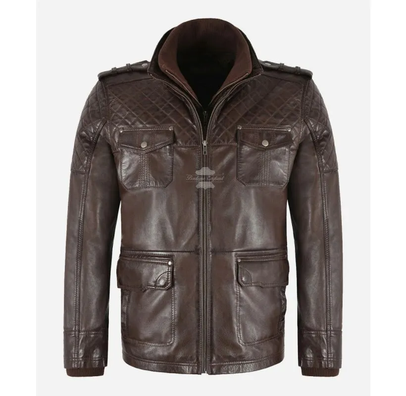 Dale Expedition Men's Safari Leather Jacket Casual Leather Jacket