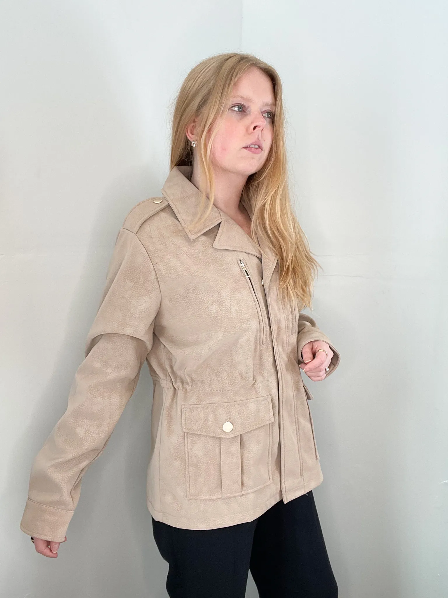 Desigual Recycled Fibers Beige Moto Jacket NWT - XL