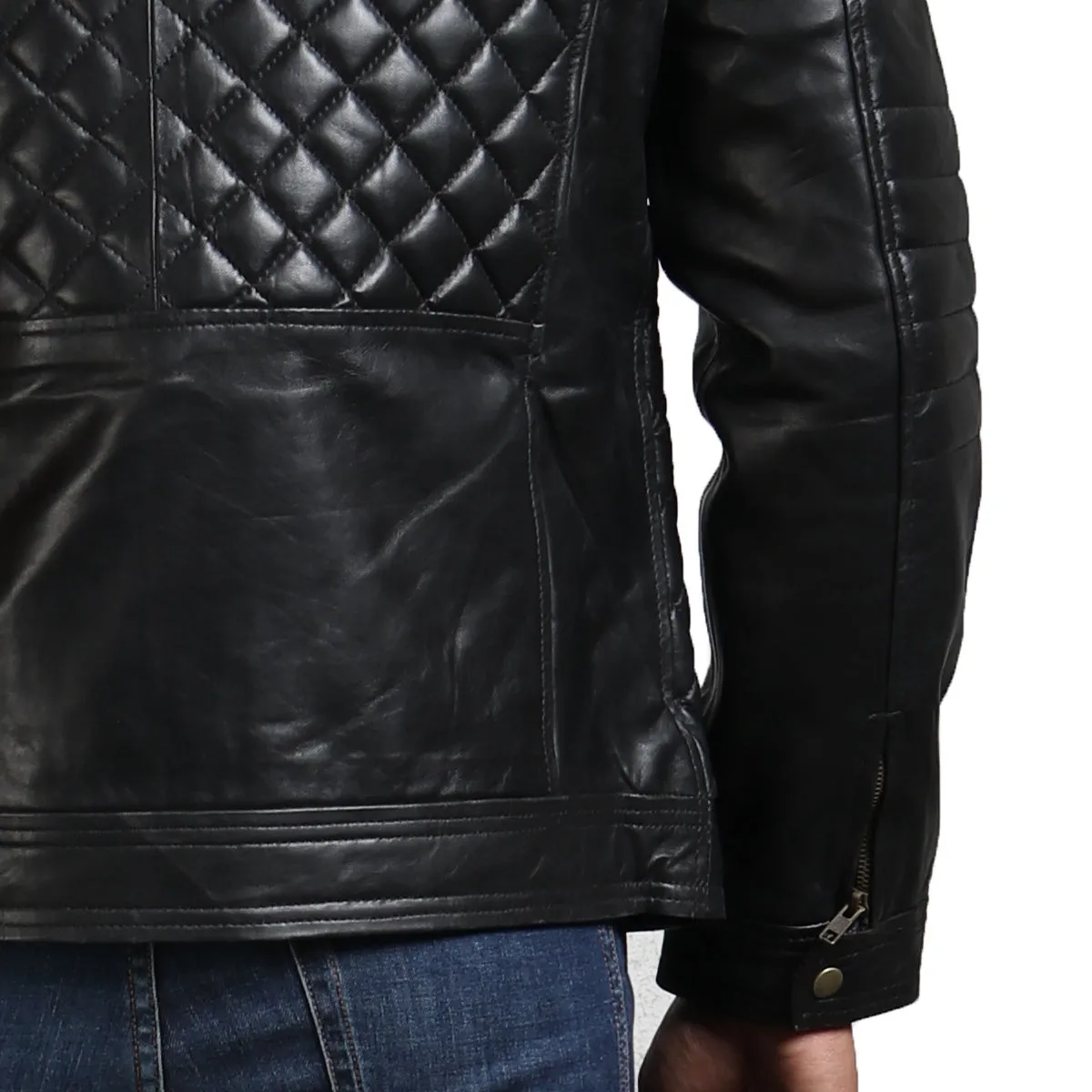 Diamond Quilted Winter Biker Jacket