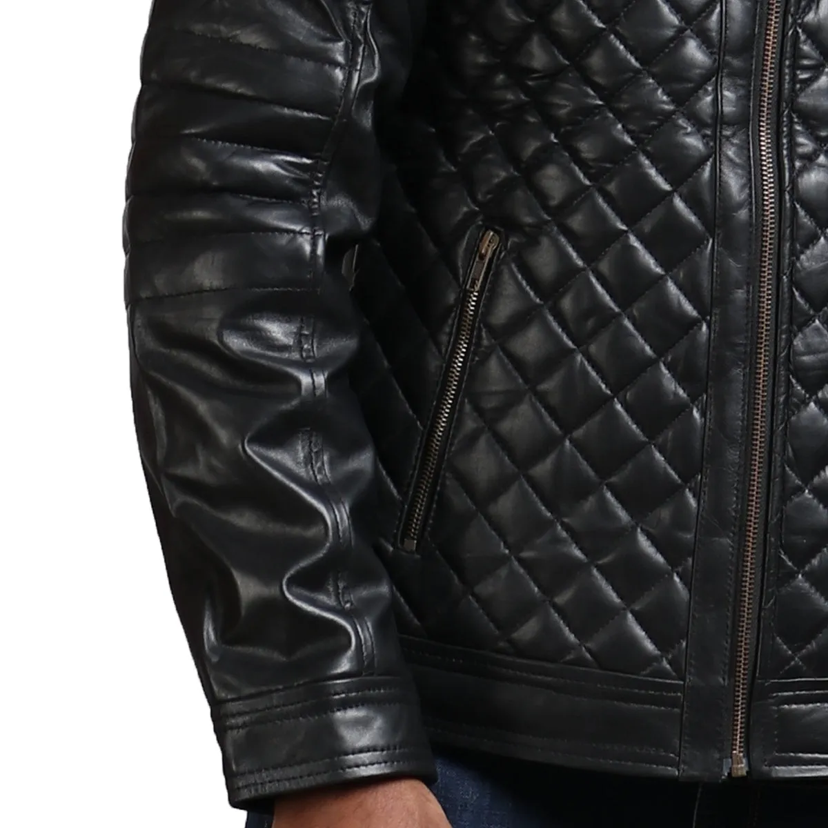 Diamond Quilted Winter Biker Jacket