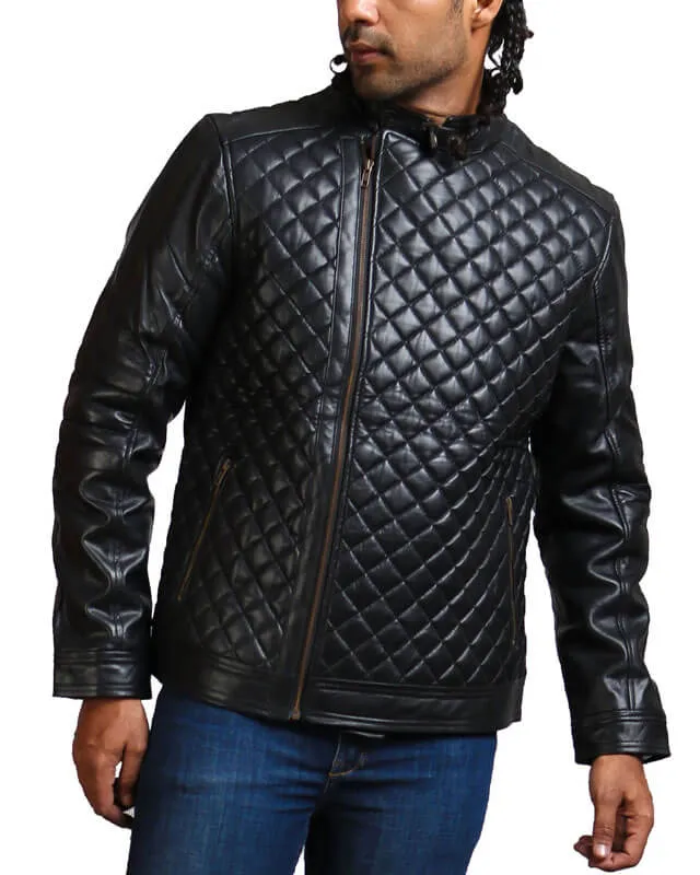 Diamond Quilted Winter Biker Jacket