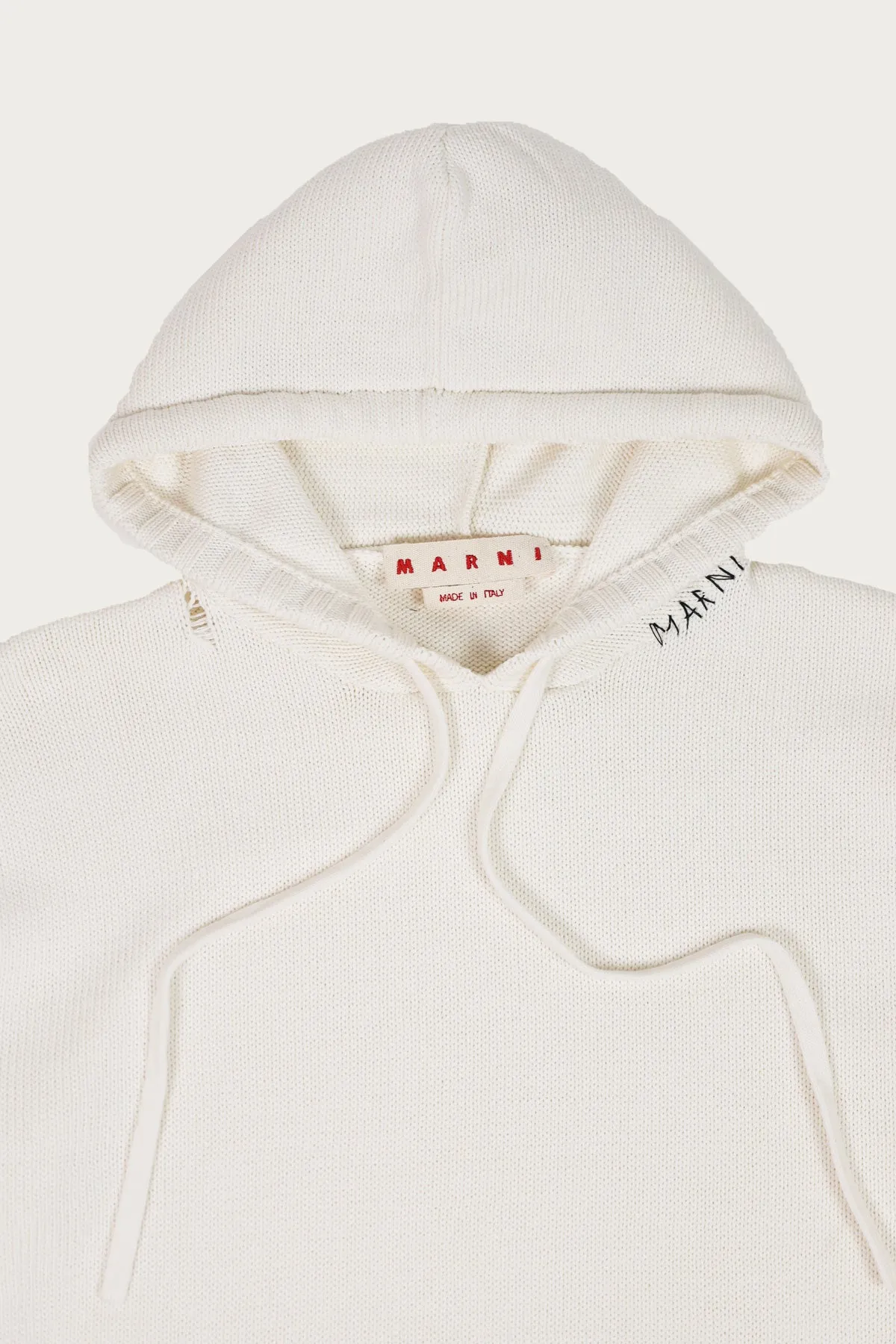 Dishevelled Cotton 5 Gauge Hoodie - Lily White