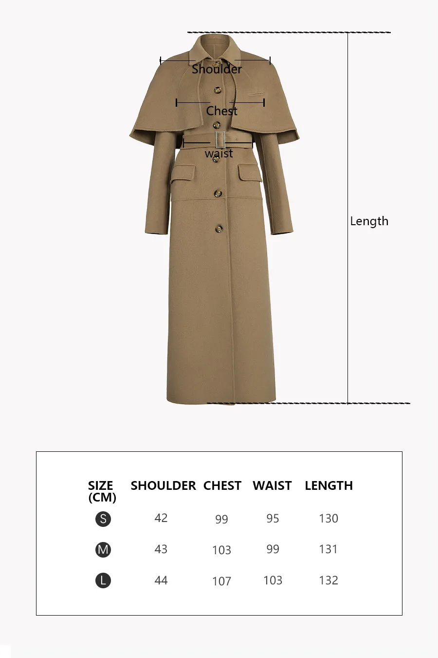 Double-sided woolen coat | Light khaki reversible coat | Banquet single-breasted coat