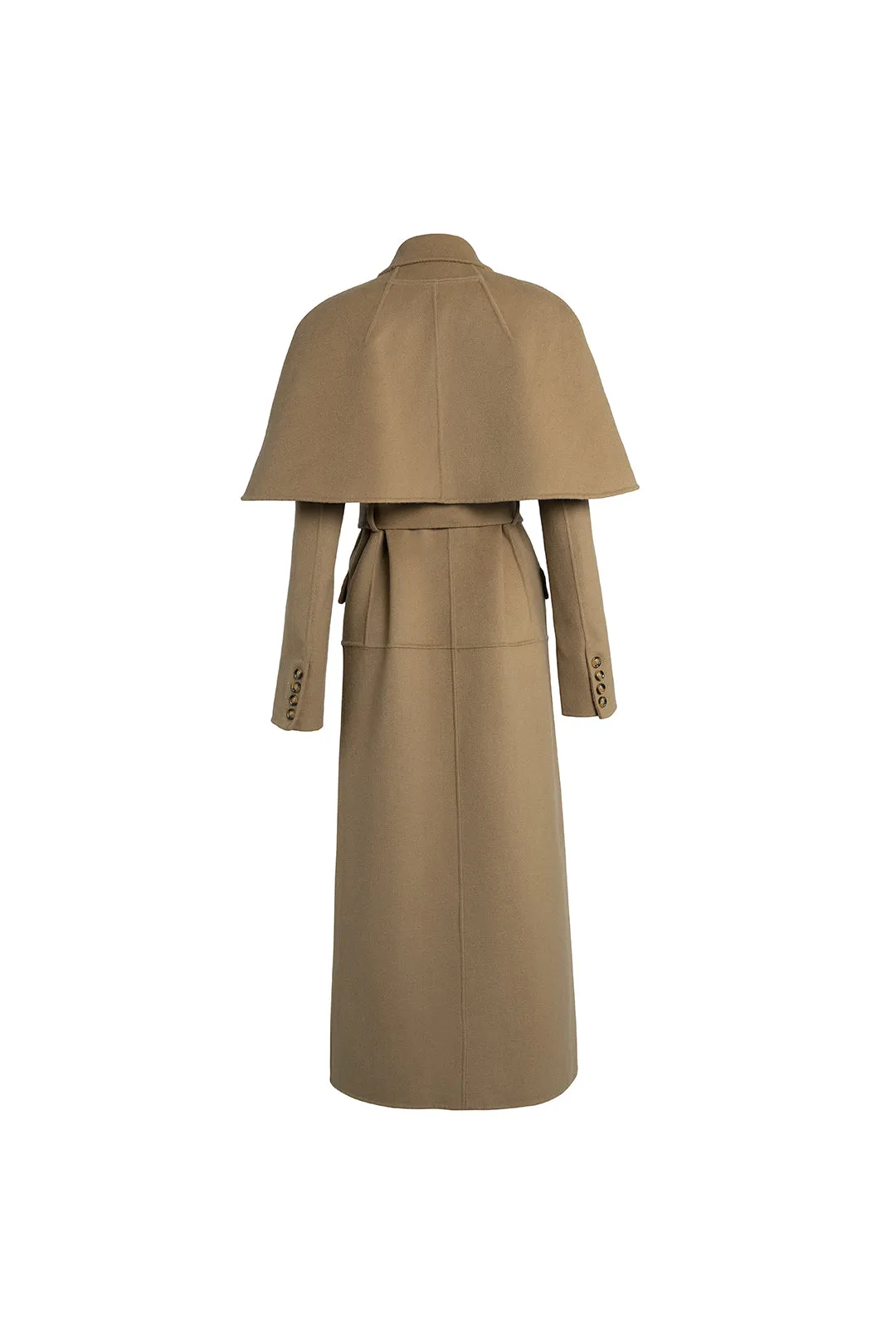 Double-sided woolen coat | Light khaki reversible coat | Banquet single-breasted coat