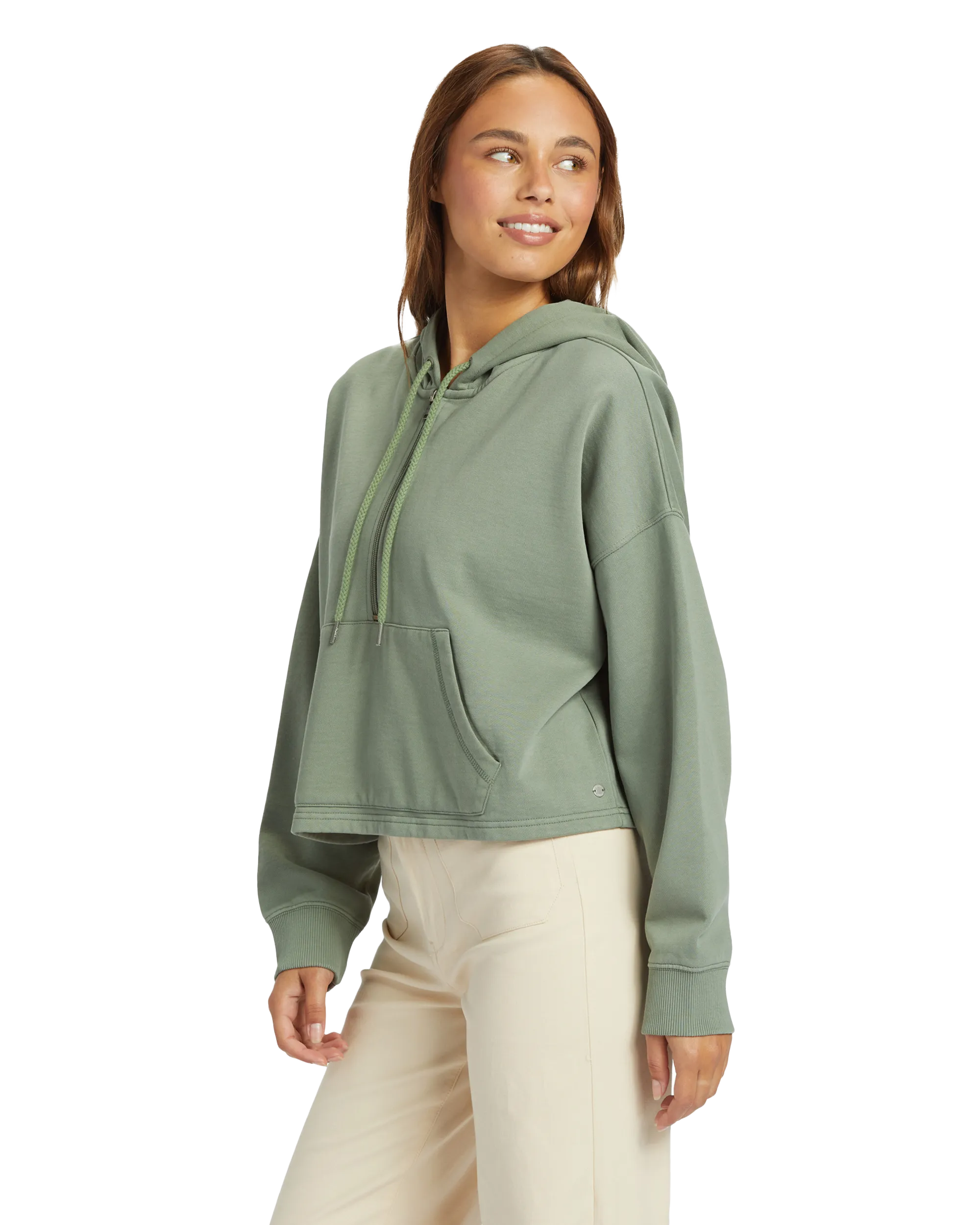 Drakes Cove Half Zip Hoodie in Agave Green