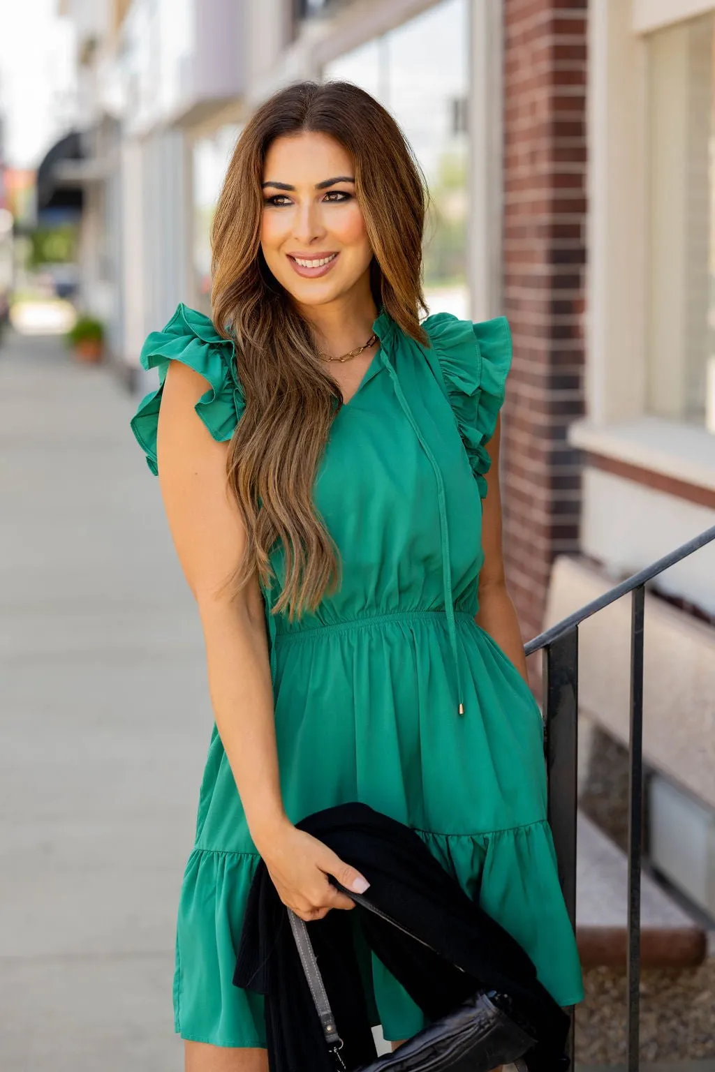 Dual Flutter Tiered Tie Top Dress