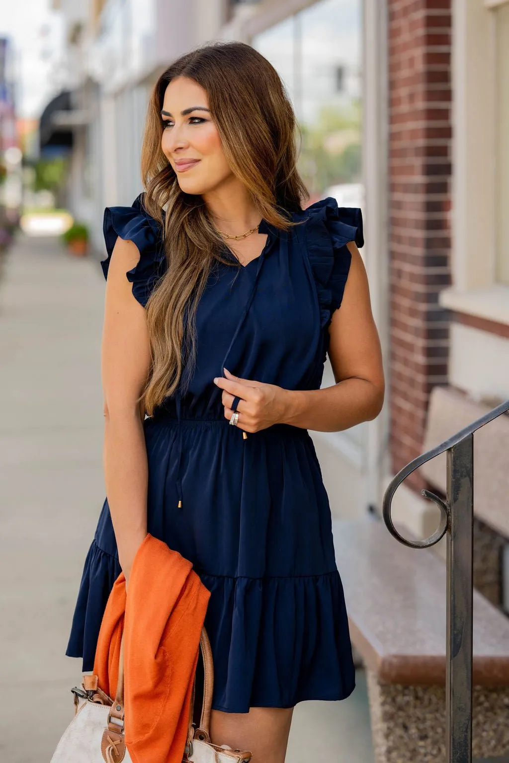 Dual Flutter Tiered Tie Top Dress