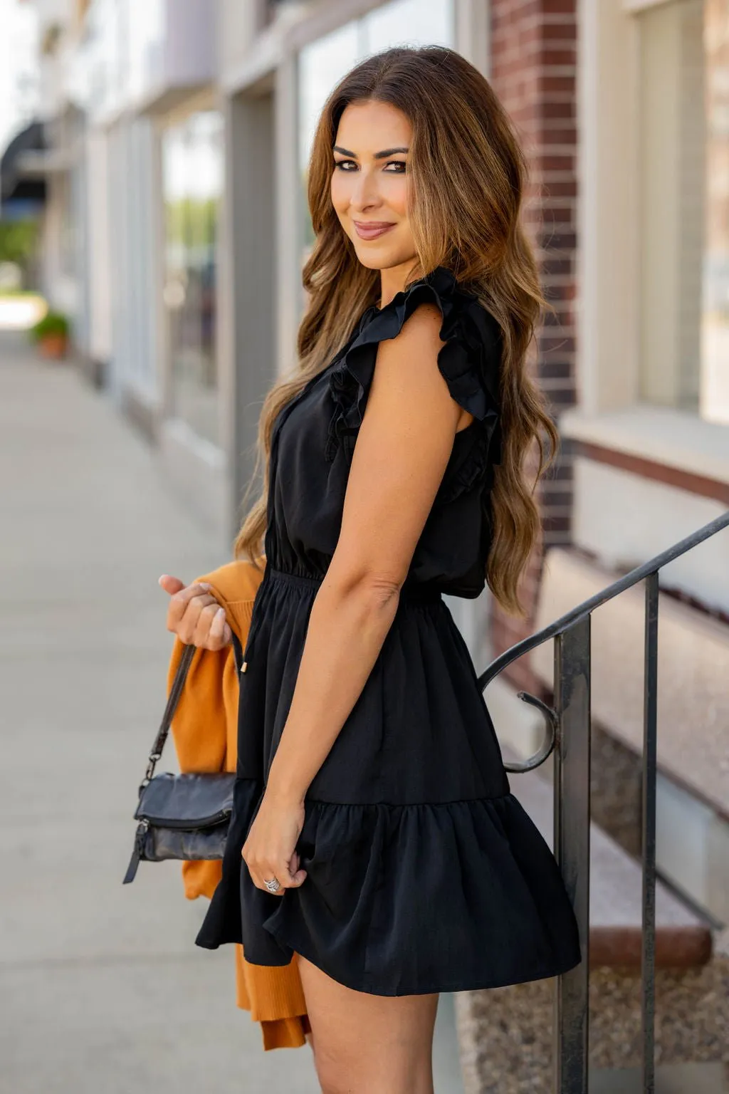 Dual Flutter Tiered Tie Top Dress