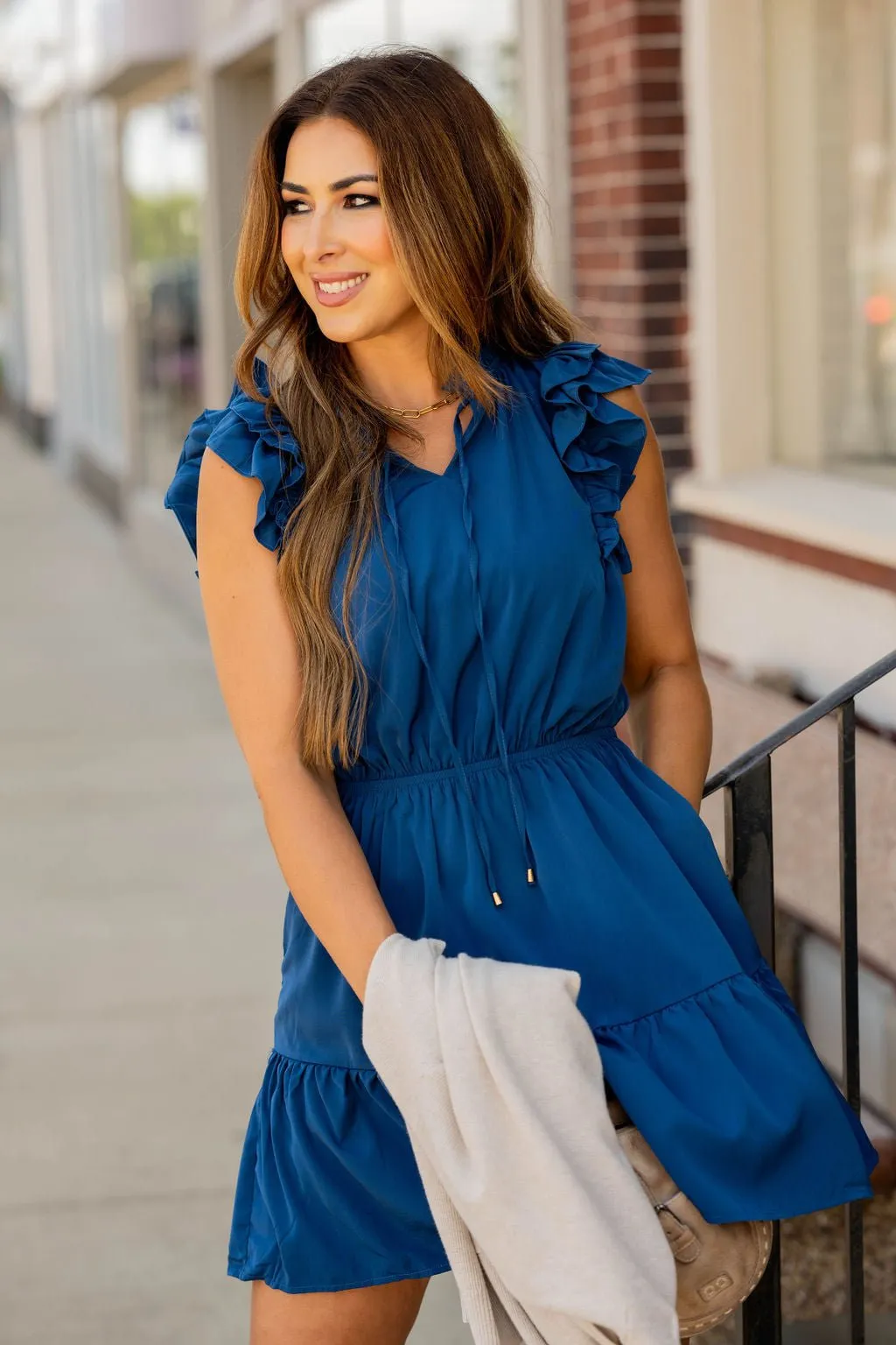 Dual Flutter Tiered Tie Top Dress