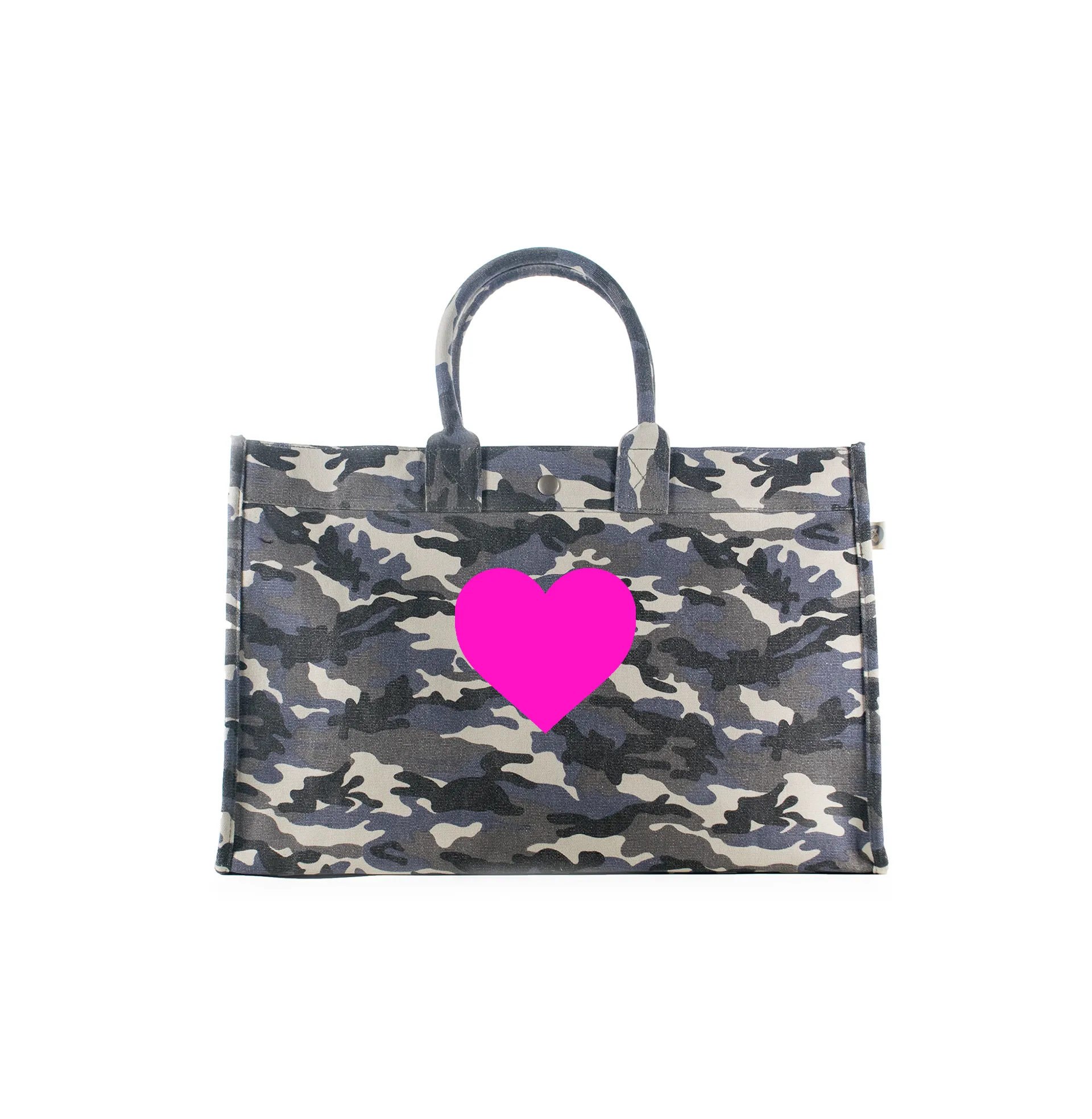 East-West Bag Grey Camouflage with Neon Pink Matte Heart Just $72.80