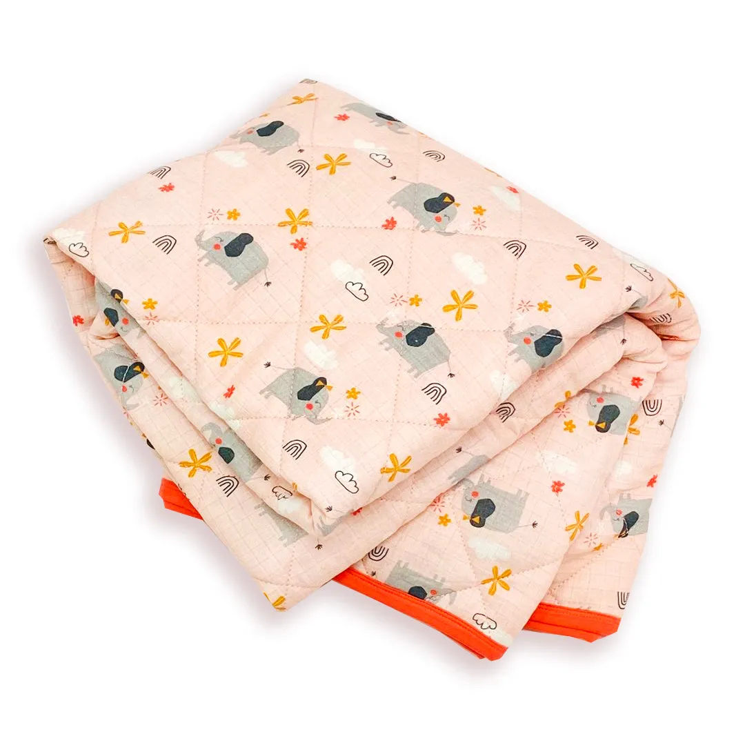 Elephant Reversible Baby Quilted Blanket (Organic Muslin) - 2 Colors