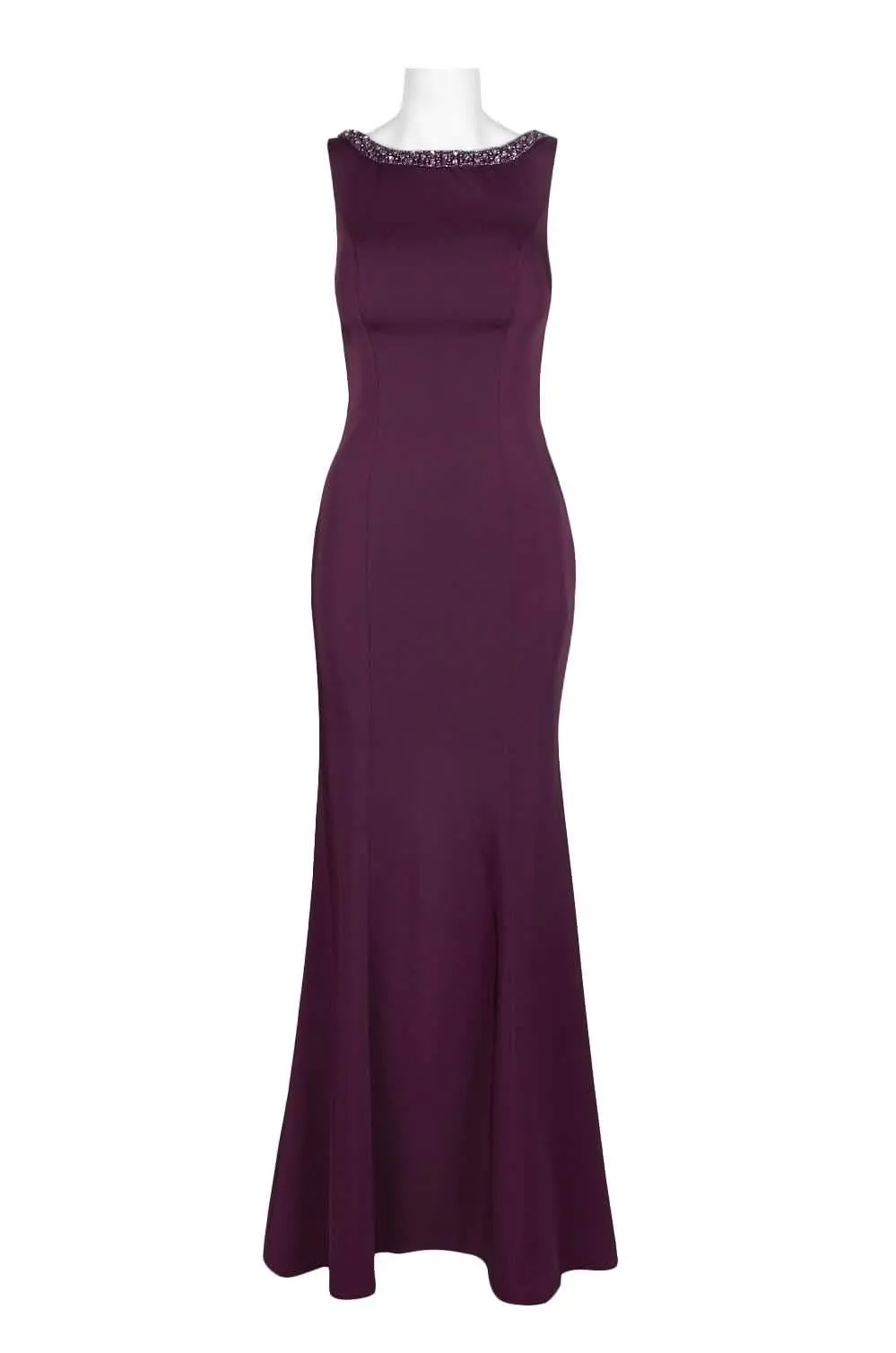 Embellished Satin Bodycon Dress with Elegant Boat Neck and Flirty Cutout Back by Dave & Johnny