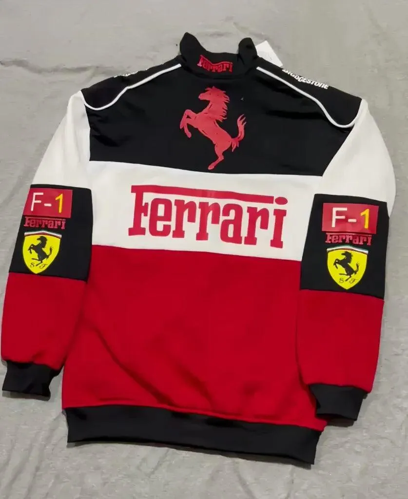 Ferrari F1 jacket Speed Enthusiast Vintage White & Red Racer Jacket