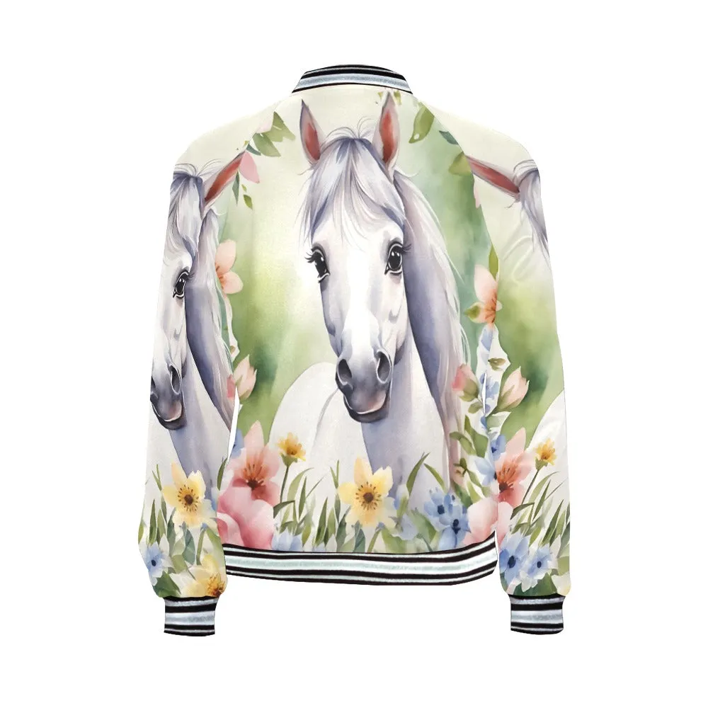 Floral Horse awd303 Bomber Jacket for Women