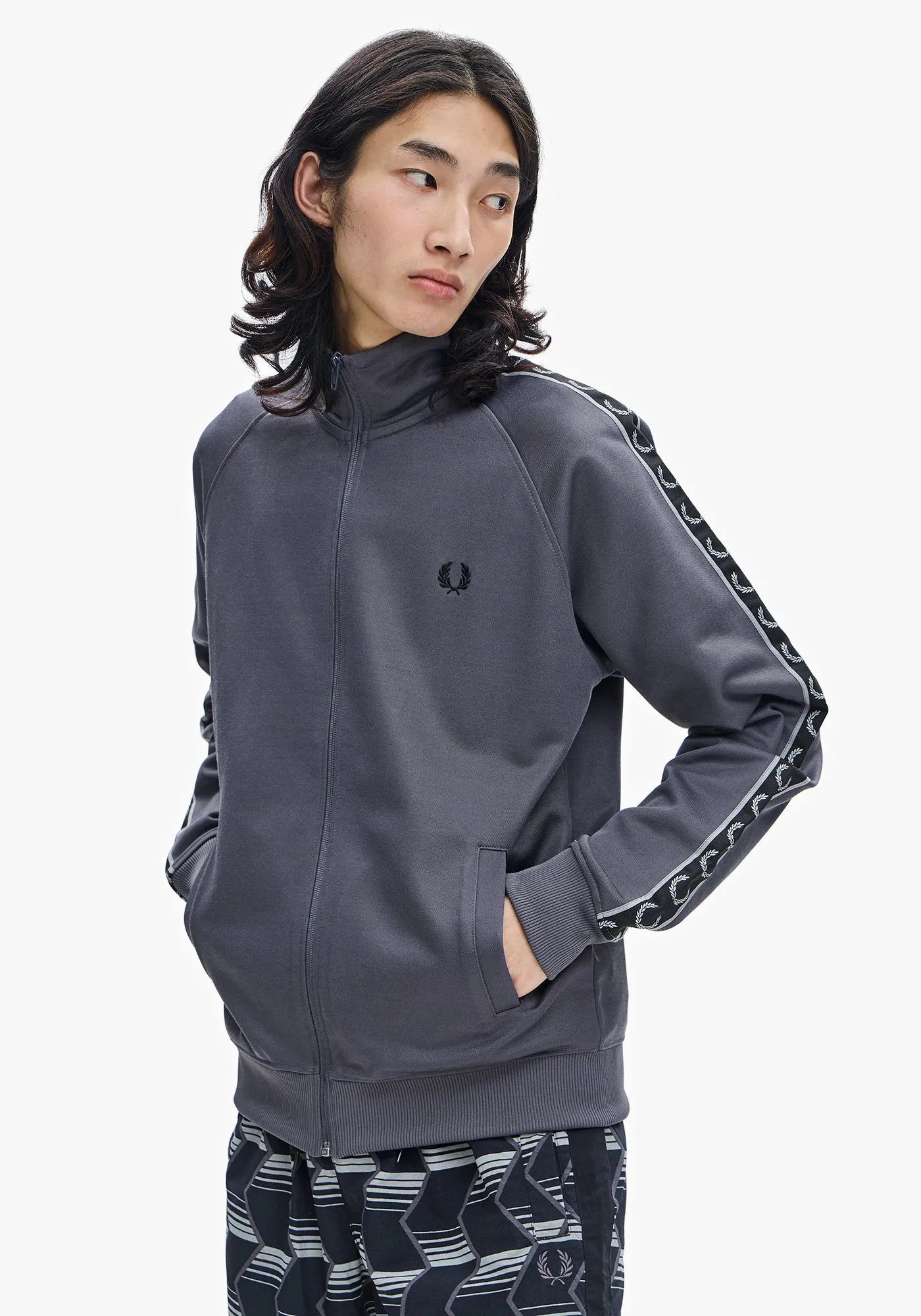 Fred Perry Taped Track Jacket Gunmetal