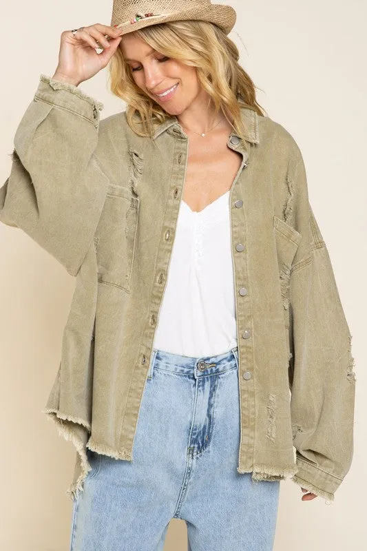 Fringe Distressed Oversized Jacket - Online Exclusive