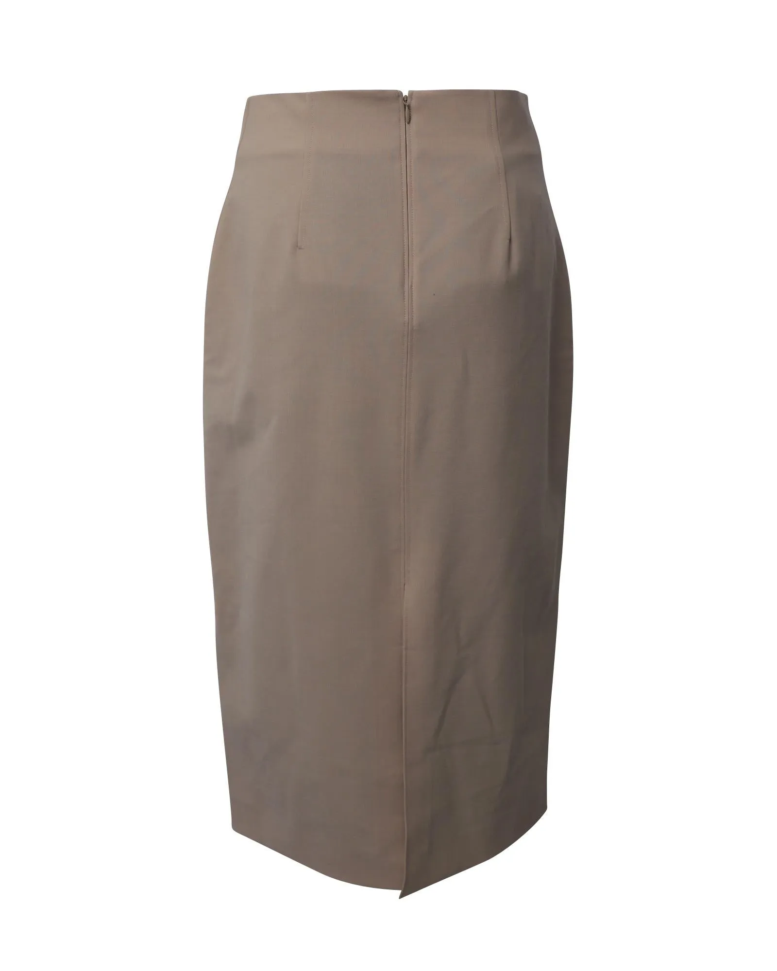 Front Slit High Waist Pencil Skirt in Stretch Wool