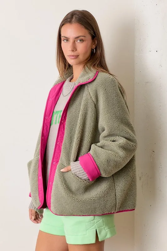 Fushia and Sage Mixed Jacket