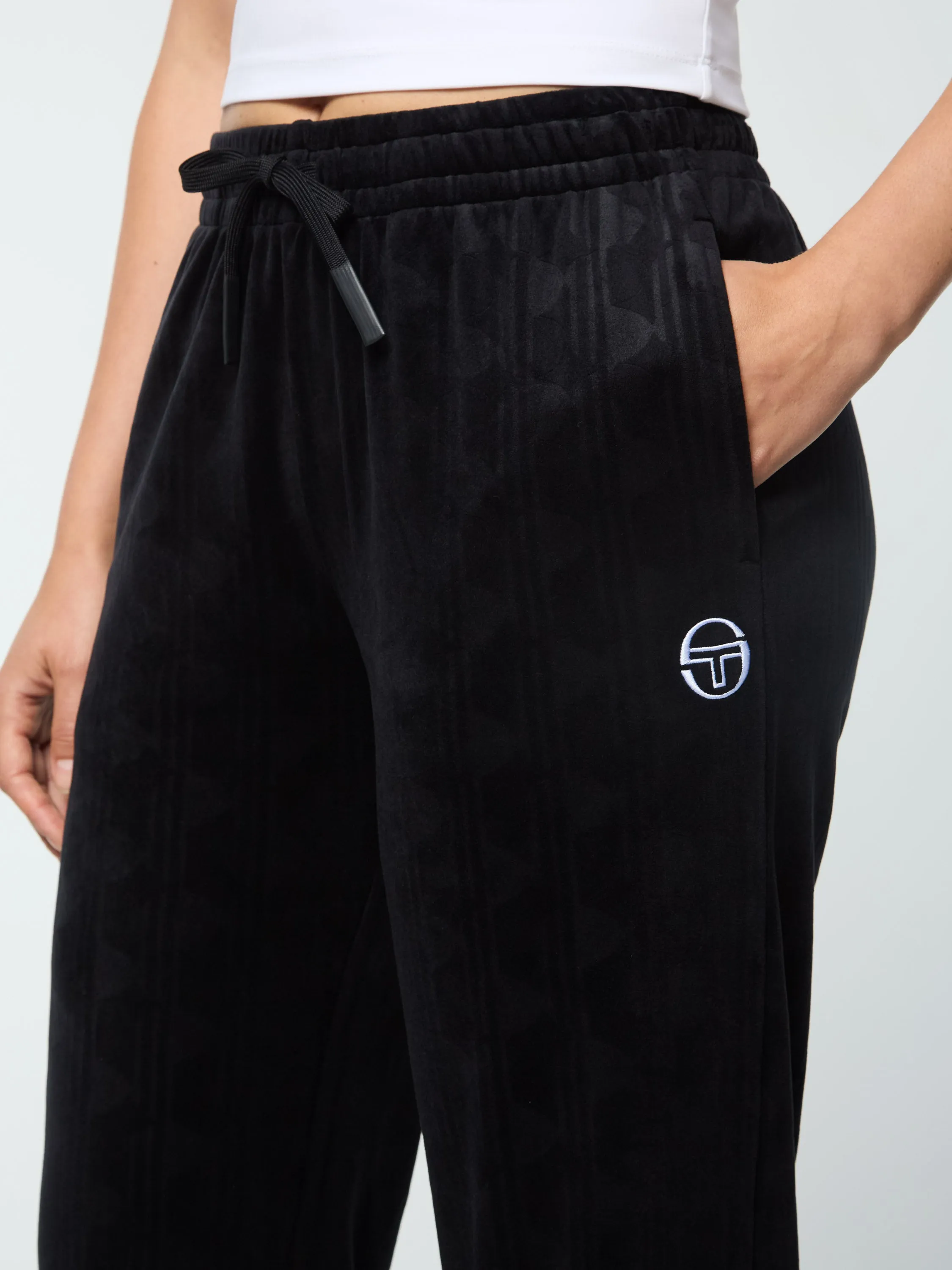 Gabrisa Velour Track Pant- Black Beauty