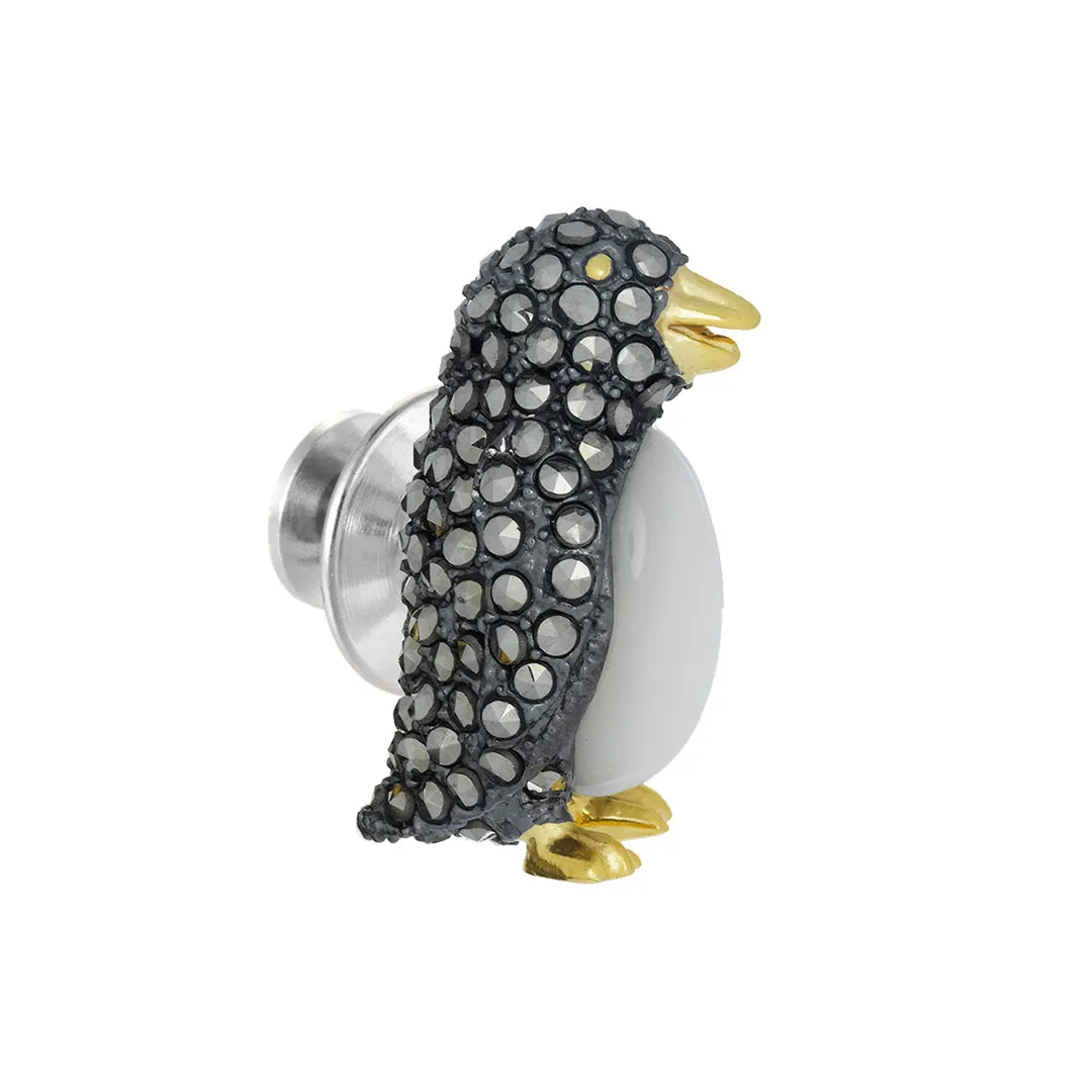 Gemstone Penguin Sterling Silver Lapel Pin I Jan Leslie