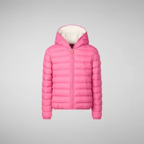 Girls' animal free puffer jacket Leci in gem pink