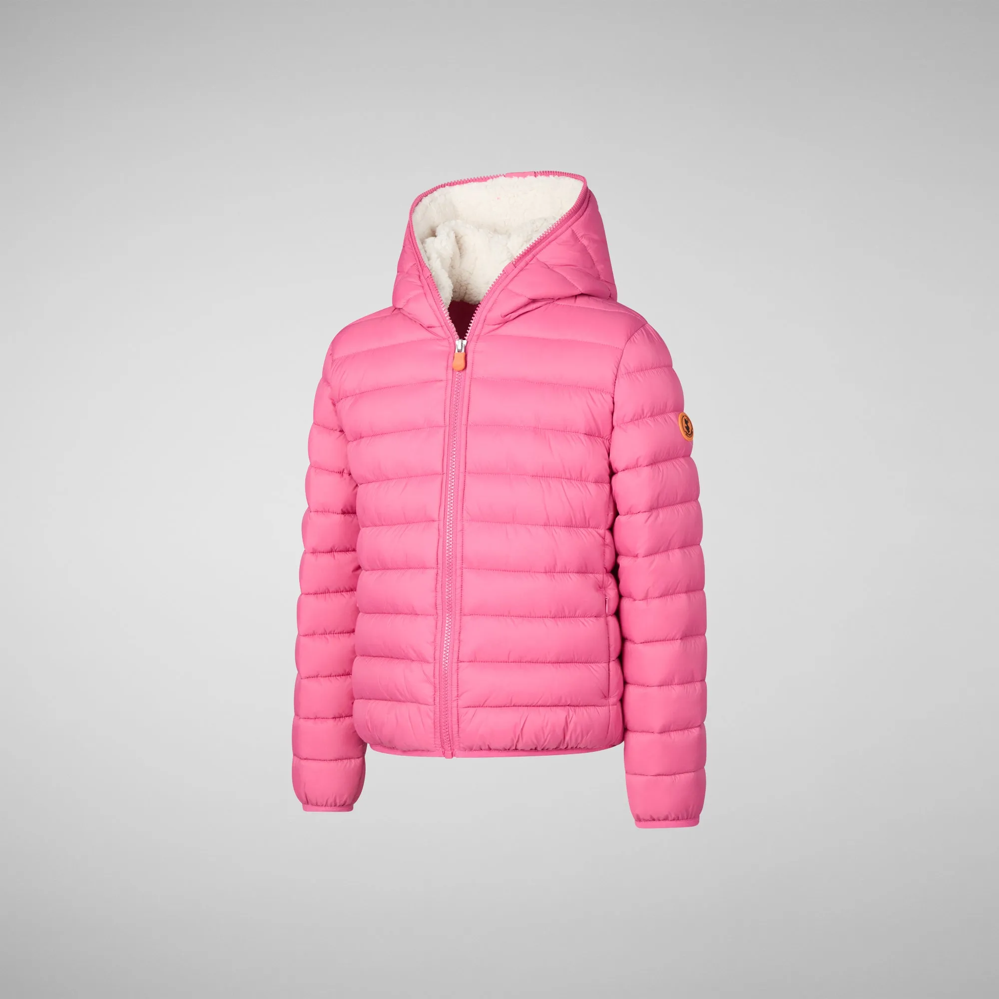 Girls' animal free puffer jacket Leci in gem pink