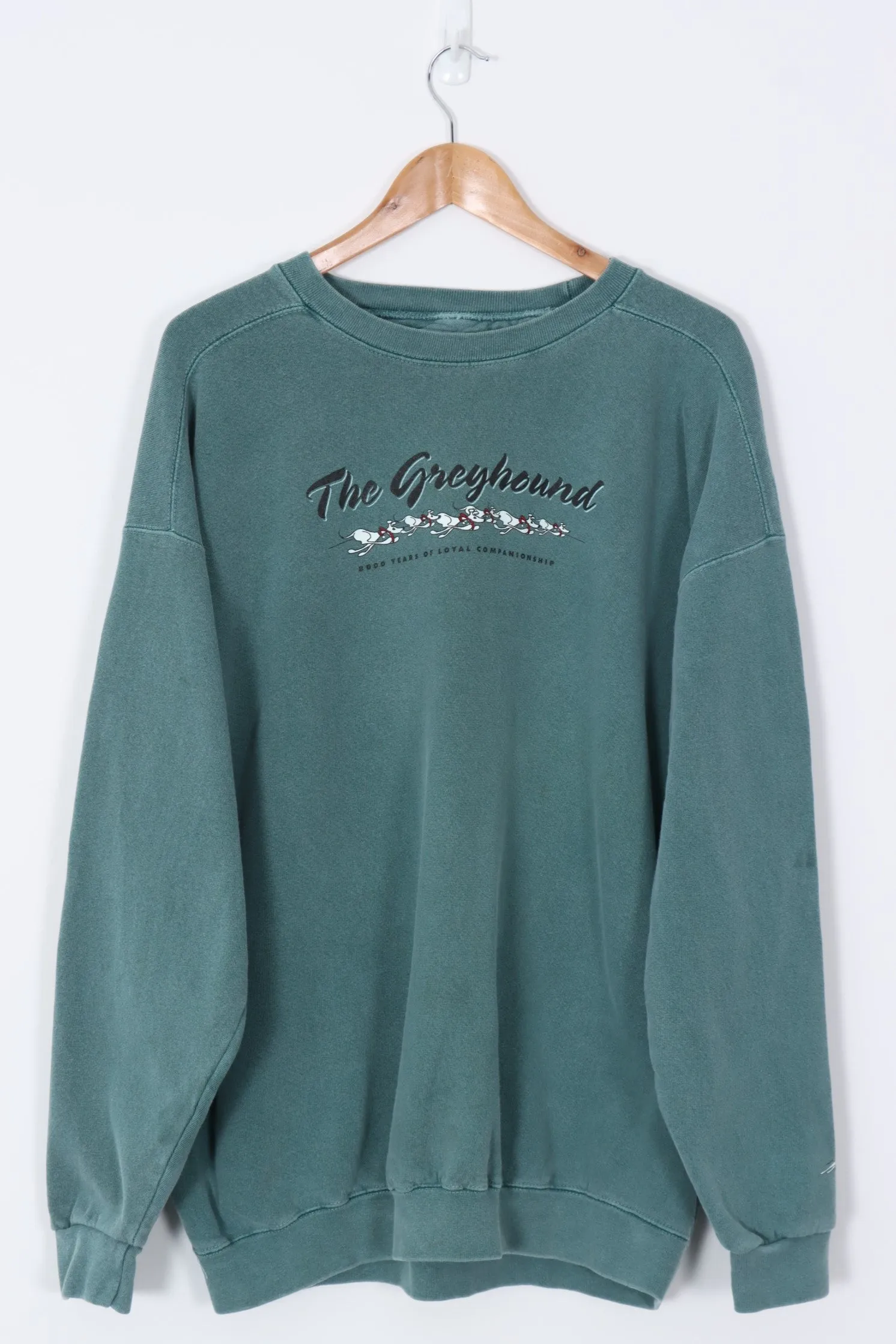 GREYHOUND Dogs Green Loyal Companionship Sweatshirt USA Made (XXL)