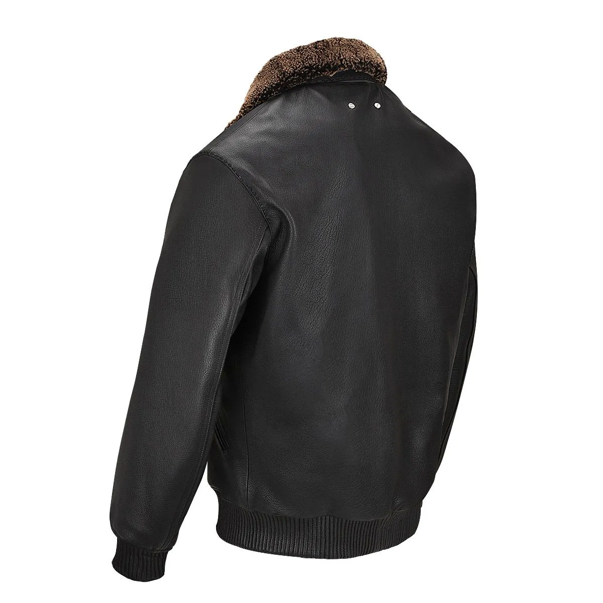 H321COB - Cuadra black casual fashion goat leather motorcycle aviator jacket for men