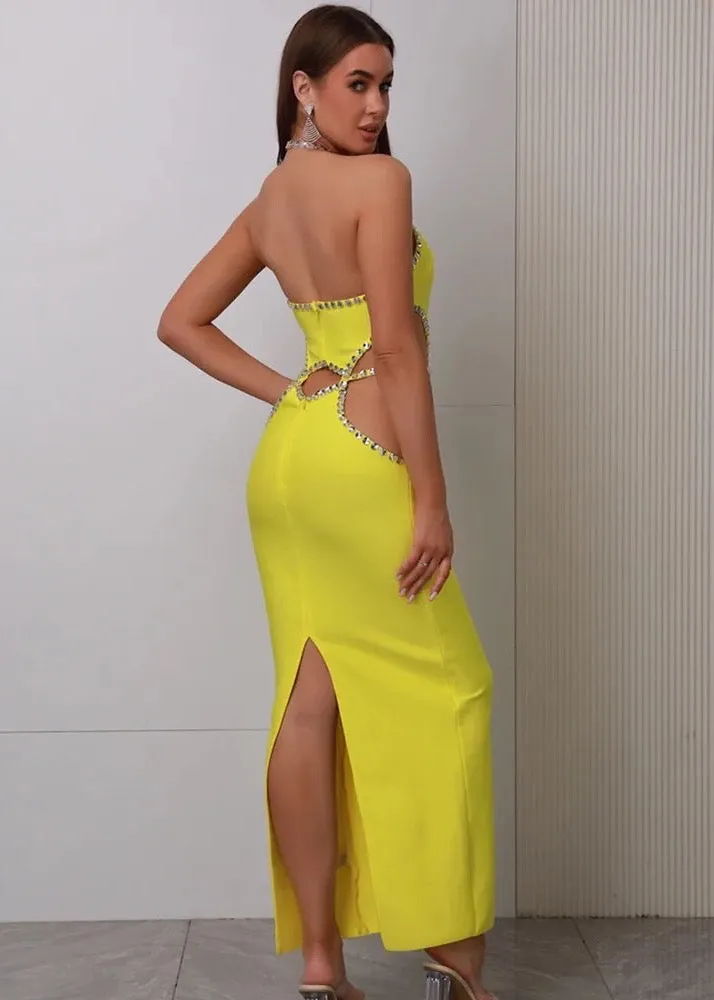 Halter Neck Cutout Maxi Bodycon Dress