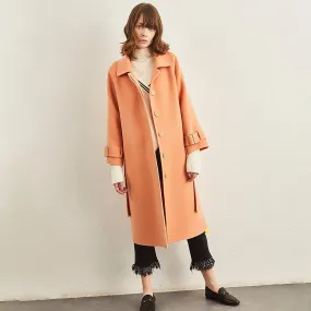 Handmade Wool Spread Collar Single Breasted Coat